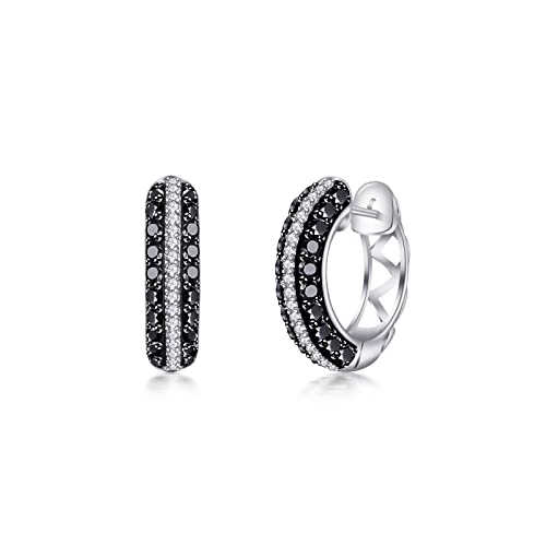 PHNIBIRD Ohrringe Herren Creolen Silber Damen 925 Ohrringe Schwarz Unisex Ohrringe Klein Schlafen Kreolen Durchmesser 18mm PHNIBIRD Ohrringe Herren Creolen Silber Damen 925 Ohrringe Schwarz Unisex Ohrringe Klein Schlafen Kreolen Durchmesser 18mm