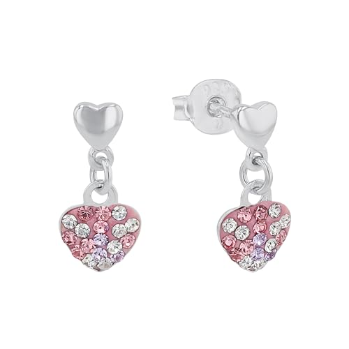 Prinzessin Lillifee Kinder-Ohrhänger Herz 925 Silber rhodiniert Kristall mehrfarbig - 2013169, Rosa/Lila, Einheitsgröße Prinzessin Lillifee Kinder-Ohrhänger Herz 925 Silber rhodiniert Kristall mehrfarbig - 2013169, Rosa/Lila, Einheitsgröße