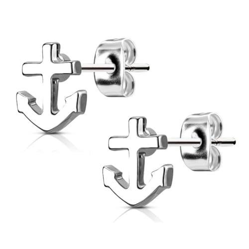 Bungsa Anker Ohrstecker silber 7mm - 1 Paar Edelstahl (Ohrringe Ohrschmuck Anchor Marine Ohrklemmen Damen Frauen Herren Mode Studs Earrings) Bungsa Anker Ohrstecker silber 7mm - 1 Paar Edelstahl (Ohrringe Ohrschmuck Anchor Marine Ohrklemmen Damen Frauen Herren Mode Studs Earrings)