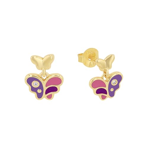 Prinzessin Lillifee Ohrstecker 925 Sterling Silber Mädchen Kinder Ohrschmuck, mit Zirkonia synth., 1 cm, Gold, Schmetterling, Kommt in Schmuck Geschenk Box, 2037951 Prinzessin Lillifee Ohrstecker 925 Sterling Silber Mädchen Kinder Ohrschmuck, mit Zirkonia synth., 1 cm, Gold, Schmetterling, Kommt in Schmuck Geschenk Box, 2037951