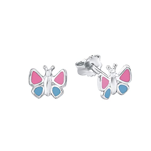 Amor Ohrstecker 925 Sterling Silber Mädchen Kinder Ohrschmuck, 0,7 cm, Silber, Schmetterling, Kommt in Schmuck Geschenk Box, 9211173
