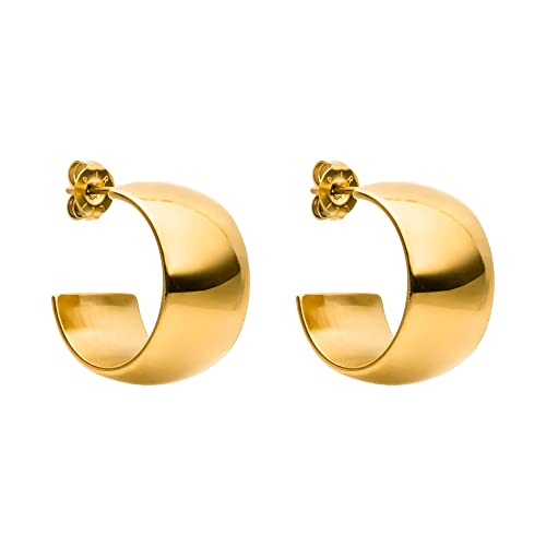 PURELEI® Signature Bold Ohrringe (Gold), Wasserfeste Damen Ohrringe, Kleine, dicke, elegante Creolen aus Edelstahl, Geschenk für Frauen, 18 mm Durchmesser PURELEI® Signature Bold Ohrringe (Gold), Wasserfeste Damen Ohrringe, Kleine, dicke, elegante Creolen aus Edelstahl, Geschenk für Frauen, 18 mm Durchmesser