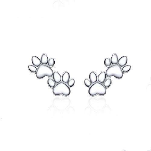 AdronQ Ohrringe Ohrstecker OhrhängerFrauen 925 Silber Hundepfote Tremella Ohrringe Katze Haustier Fußabdrücke Ohrringe Schmuck Zubehör