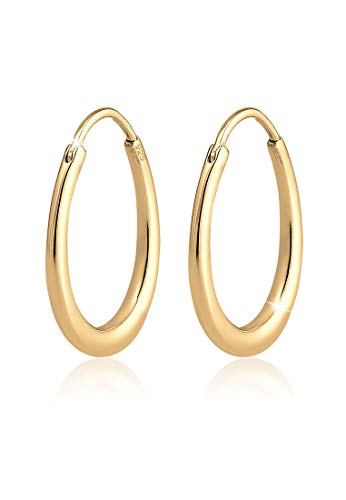 Elli Ohrringe Damen Creolen Hänger Oval Basic in 925 Sterling Silber Elli Ohrringe Damen Creolen Hänger Oval Basic in 925 Sterling Silber