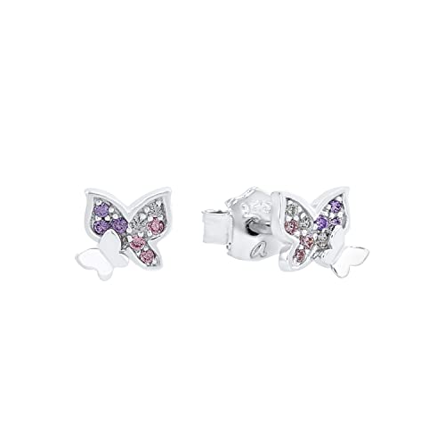 Prinzessin Lillifee Ohrstecker 925 Sterling Silber Mädchen Kinder Ohrschmuck, mit Zirkonia synth., 0,6 cm, Lila, Schmetterling, Kommt in Schmuck Geschenk Box, 2021063 Prinzessin Lillifee Ohrstecker 925 Sterling Silber Mädchen Kinder Ohrschmuck, mit Zirkonia synth., 0,6 cm, Lila, Schmetterling, Kommt in Schmuck Geschenk Box, 2021063