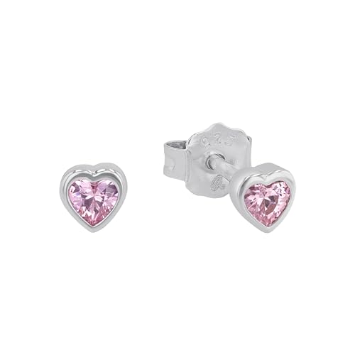 Prinzessin Lillifee Kinder-Ohrstecker Mädchen Herz 925 Silber Zirkonia rosa