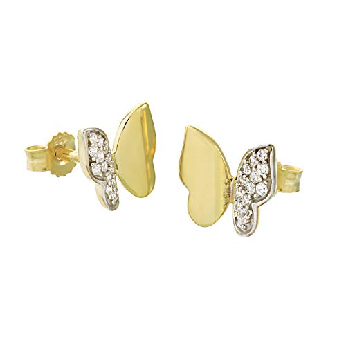 NKlaus Paar Schmetterlinge Ohrstecker 333 8 Karat Gold gelbgold Damen Mädchen Kinder 9055