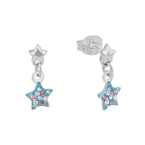 Prinzessin Lillifee Kinder-Ohrhänger Stern 925 Silber rhodiniert Kristall mehrfarbig - 2013176, Einheitsgröße Blau/Lila