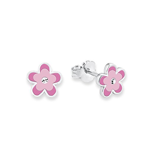 Prinzessin Lillifee Kinder-Ohrstecker Mädchen Blume 925 Silber rhodiniert Emaille Zirkonia weiß 7 mm Prinzessin Lillifee Kinder-Ohrstecker Mädchen Blume 925 Silber rhodiniert Emaille Zirkonia weiß 7 mm