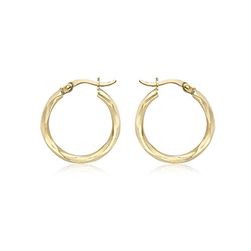 Carissima Gold Damenohrring aus Gelbgold (9 ct) mit Diamantschliff Facetten-Creole 18,5 mm