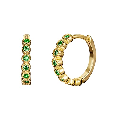 Beydodo Creolen Silber 925 Mädchen, Ohrringe Creolen mit Grün Zirkonia Gold Ohrringe Nickelfrei in Bijouterie