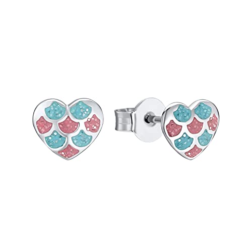 Prinzessin Lillifee Ohrstecker 925 Sterling Silber Mädchen Kinder Ohrschmuck, 0,6 cm, Multicolor, Herz, Kommt in Schmuck Geschenk Box, 2031157