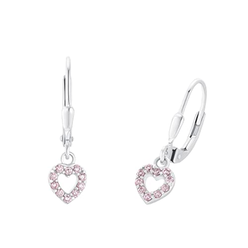 Prinzessin Lillifee Ohrhänger 925 Sterling Silber Mädchen Kinder Ohrschmuck, mit Zirkonia synth., 2,1 cm, Herz, Kommt in Schmuck Geschenk Box