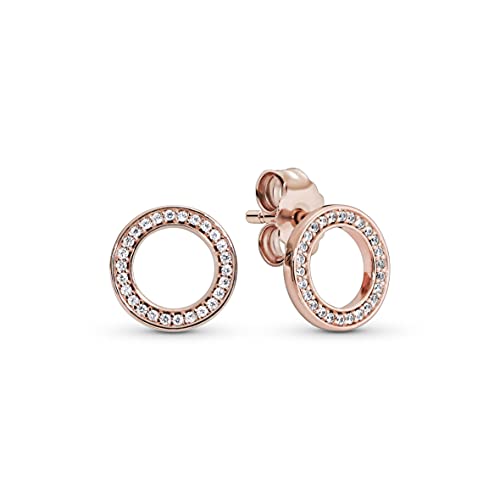 Pandora Funkelnder Kreis Ohrstecker mit 14 Karat rosévergoldete Metalllegierung und Cubic Zirkonia Steinen aus der Pandora Signature Collection