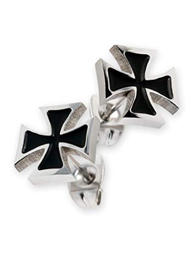 Fly Style Eisernes Kreuz Ohrstecker aus 316 L Edelstahl - Biker Ohrringe Templerkreuz für Damen und Herren