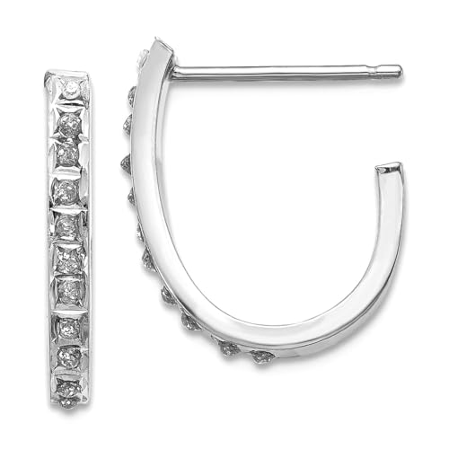 Ohrringe aus 14 Karat Weißgold, poliert, Diamanten, Faszination, Creolen, Maße: 18 x 2 mm breit, Schmuck für Damen, One Size, Diamant Edelstein Diamanten Edelstein Goldfarben, Diamant