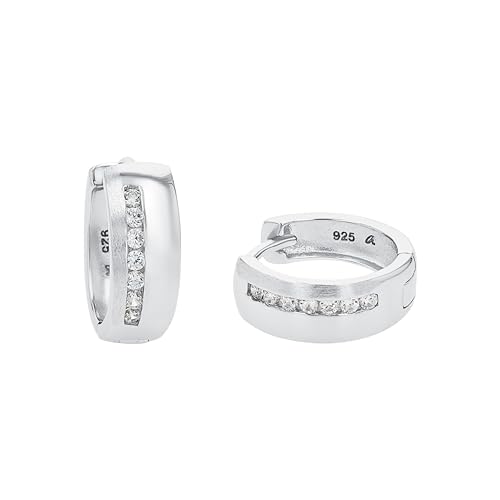 Amor Creolen 925 Sterling Silber Damen Ohrschmuck, mit Zirkonia synth., 1,5 cm, Silber, Kommt in Schmuck Geschenk Box, 9058310