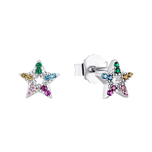 Prinzessin Lillifee Kinder Mädchen Ohrringe Stern Ohrstecker Silber Multicolor, Kommt in Schmuck Geschenk Box, 2033369 Prinzessin Lillifee Kinder Mädchen Ohrringe Stern Ohrstecker Silber Multicolor, Kommt in Schmuck Geschenk Box, 2033369
