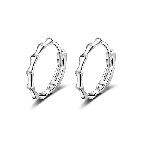 Bambus-Ohrringe, Creolen, 925er Silber, niedlicher Ohrring für Damen Bambus-Ohrringe, Creolen, 925er Silber, niedlicher Ohrring für Damen