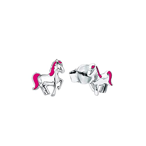 Prinzessin Lillifee Ohrstecker 925 Sterling Silber Mädchen Kinder Ohrschmuck, 0,8 cm, Pink, Pferd, Kommt in Schmuck Geschenk Box, 9048519