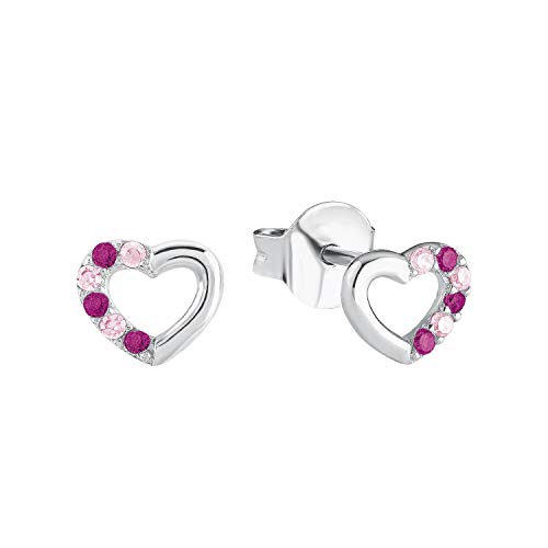 Prinzessin Lillifee Ohrstecker 925 Sterling Silber Mädchen Kinder Ohrschmuck, mit Zirkonia synth., 0,5 cm, Pink, Herz, Kommt in Schmuck Geschenk Box, 2024375 Prinzessin Lillifee Ohrstecker 925 Sterling Silber Mädchen Kinder Ohrschmuck, mit Zirkonia synth., 0,5 cm, Pink, Herz, Kommt in Schmuck Geschenk Box, 2024375