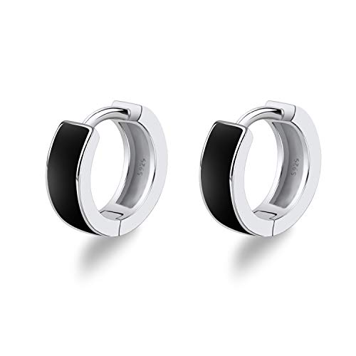 TANGPOET Unisex Klein Creolen 925 Sterling Silber Breit Herren Ohrringe Damen Klapp Creolen Ohrschmuck Weihnachten Geschenk für Frauen Männer