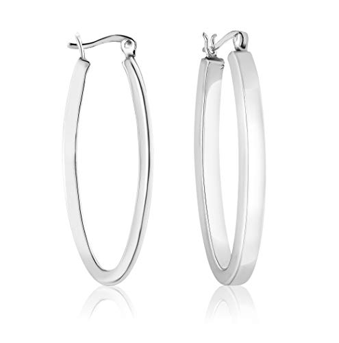 DTPsilver - Damen - Creolen Ovale - Ohrringe 925 Sterling Silber - Dicke 2.5 mm - Breite 16 mm - Länge 43 mm DTPsilver - Damen - Creolen Ovale - Ohrringe 925 Sterling Silber - Dicke 2.5 mm - Breite 16 mm - Länge 43 mm
