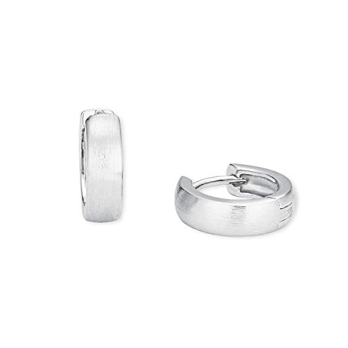 Amor Creolen 925 Sterling Silber Unisex Damen Herren Ohrschmuck, 1,4 cm, Silber, Kommt in Schmuck Geschenk Box, 2023069