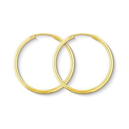 EDELIND Creolen Gold 333 Echtgold 30 mm - zarte Ohrringe Damen 2 mm breit Gelbgold - mit edler Geschenkbox