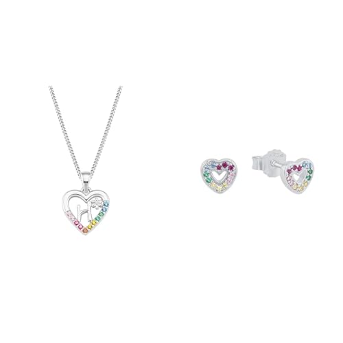 Prinzessin Lillifee Kette mit Anhänger 925 Sterling Silber Mädchen Kinder Halsschmuck und Ohrstecker 925 Sterling Silber Mädchen Kinder Ohrschmuck