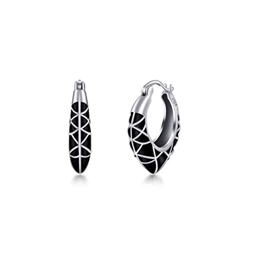 PHNIBIRD Vintage ausgefallene Form Creolen Schwarz aus 925 Sterling Silber Retro Punk Gotisch Ohrringe Unisex Herren Damen Durchmesser 16mm PHNIBIRD Vintage ausgefallene Form Creolen Schwarz aus 925 Sterling Silber Retro Punk Gotisch Ohrringe Unisex Herren Damen Durchmesser 16mm