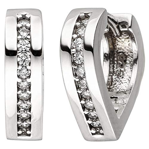 Paar Creolen 13,3x3,8mm spitz-oval 925 Silber 20 Zirkonia Ohrringe Ohrschmuck Paar Creolen 13,3x3,8mm spitz-oval 925 Silber 20 Zirkonia Ohrringe Ohrschmuck
