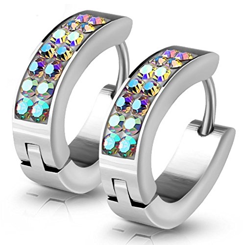 Bungsa® regenbogen AB KRISTALL Creolen Edelstahl - Zirkonia OHRRINGE oval Bungsa® regenbogen AB KRISTALL Creolen Edelstahl - Zirkonia OHRRINGE oval