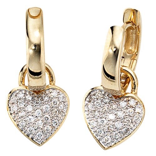 Ohrschmuck Creolen Herz Herzen 48 Diamanten 585 Gelbgold Damen Goldohrringe Ohrschmuck Creolen Herz Herzen 48 Diamanten 585 Gelbgold Damen Goldohrringe