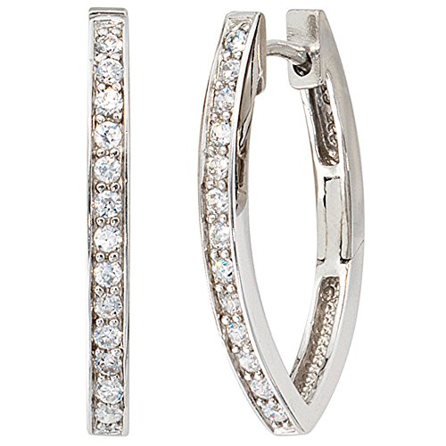 Jobo Damen-Creolen aus 925 Silber mit Zirkonia Spitz Oval Jobo Damen-Creolen aus 925 Silber mit Zirkonia Spitz Oval