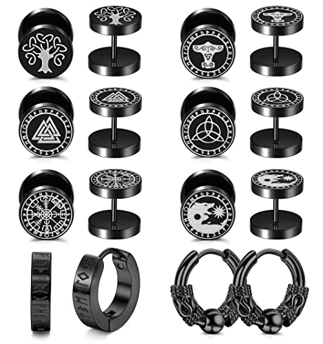 JeweBella 8Paar Ohrstecker Herren Edelstahl Wikinger Rune Schwarze Ohrringe Wolfskopf Keltischer Knot Ohrringe Piercings Ohrstecker Set Punk Klassische Ohrringe Creolen Hypoallergen für Damen Männer JeweBella 8Paar Ohrstecker Herren Edelstahl Wikinger Rune Schwarze Ohrringe Wolfskopf Keltischer Knot Ohrringe Piercings Ohrstecker Set Punk Klassische Ohrringe Creolen Hypoallergen für Damen Männer