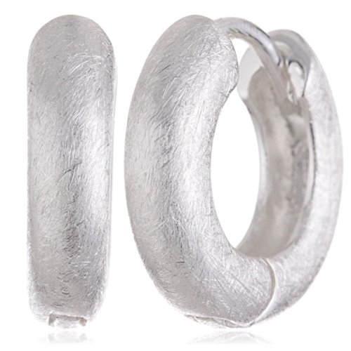 Vinani Damen Ohrringe 925 Silber - Klapp-Creolen rund gebürstet - aus 925 Sterling Silber für Frauen - CRG Vinani Damen Ohrringe 925 Silber - Klapp-Creolen rund gebürstet - aus 925 Sterling Silber für Frauen - CRG