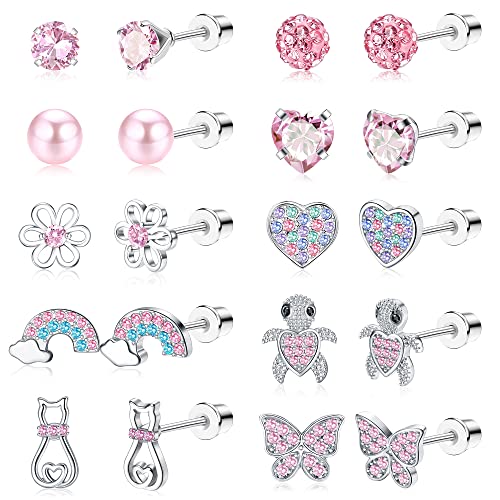 JeweBella 8/10 Paar Kleine Ohrstecker Set für Damen Mädchen Hypoallergen 316L Chirurgenstahl, Kinder Niedlich Blume Schmetterling Herz Zirkonia Ohrringe Tragus Knorpel Piercing JeweBella 8/10 Paar Kleine Ohrstecker Set für Damen Mädchen Hypoallergen 316L Chirurgenstahl, Kinder Niedlich Blume Schmetterling Herz Zirkonia Ohrringe Tragus Knorpel Piercing