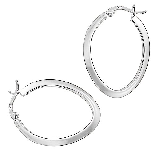 Vinani Klapp-Creolen klein oval kantig glänzend Sterling Silber 925 Ohrringe mit Bügel Schranken Verschluss 2COG Vinani Klapp-Creolen klein oval kantig glänzend Sterling Silber 925 Ohrringe mit Bügel Schranken Verschluss 2COG