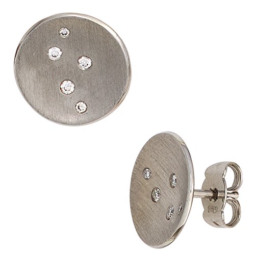 Jobo Damen-Ohrstecker Rund aus 950 Platin mit 10 Diamanten