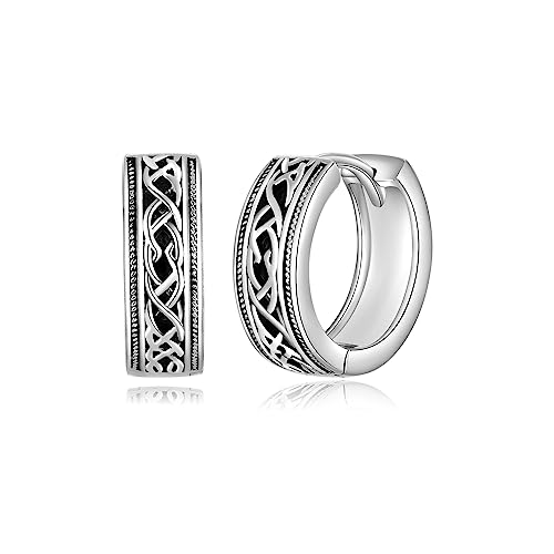 PHNIBIRD Creolen Silber 925 Ohrringe Männer Ohrringe Schwarz Keltischer Knoten Kreolen in Twist Geschenk für Herren Freunde Ehemann PHNIBIRD Creolen Silber 925 Ohrringe Männer Ohrringe Schwarz Keltischer Knoten Kreolen in Twist Geschenk für Herren Freunde Ehemann