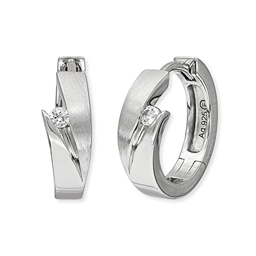 Engelsrufer Damen Creole Jana aus Sterling Silber - besetzt mit 2 Zirkonia Steinen - Clipverschluss - nickelfrei - 16mm Engelsrufer Damen Creole Jana aus Sterling Silber - besetzt mit 2 Zirkonia Steinen - Clipverschluss - nickelfrei - 16mm