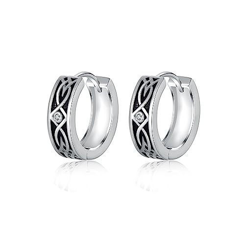 PHNIBIRD Creolen Silber 925 Ohrringe Schwarz Wikinger Rune Ohrringe mit Zirkonia Punk Stil Schmuck für Männer Ehemann Jungen PHNIBIRD Creolen Silber 925 Ohrringe Schwarz Wikinger Rune Ohrringe mit Zirkonia Punk Stil Schmuck für Männer Ehemann Jungen