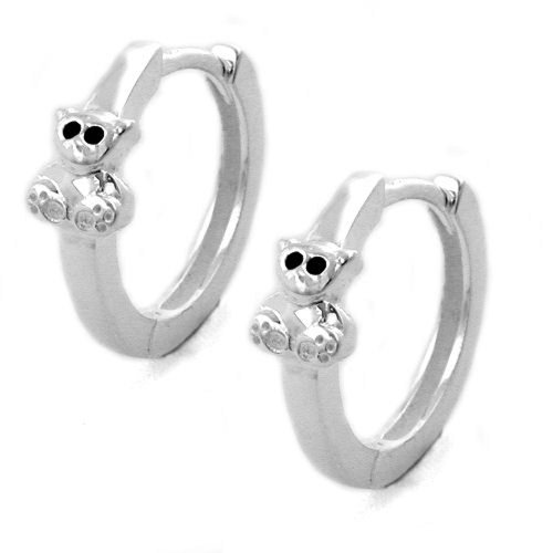 Schmuck Kinder Ohrschmuck Kinder Ohrringe Creole kleiner Bär aus 925 Silber 13 x 4 mm