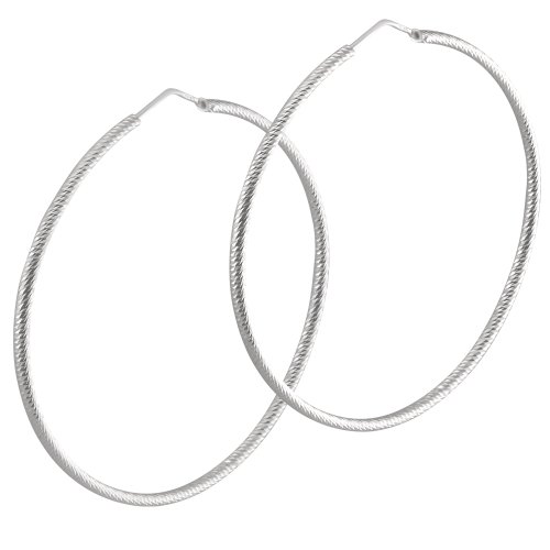 Vinani Creolen groß diamantiert facettiert Sterling Silber 925 Ohrringe CDP