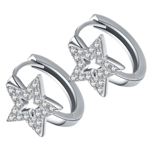 BESPORTBLE 1 Paar Pentagramm-ohrringe Für Stern Gold Schmuck Creolen Klein Knorpelohrring Aus Sterlingsilber Ohrringe Ästhetisch 30% Silber [weißes Kupfer]