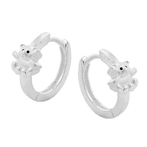 Schmuck Ohrschmuck Silber Ohrringe Silber 925 Creolen Bär matt klein für Damen und Kinder 13 x 6 mm glänzend mit Steckverschluss inklusive Schmuckbox