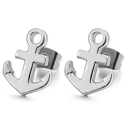 Paar Glatte Flacher Edelstahl Marine Anker Ohrstecker, Unisex Ohrringe für Herren und Damen, Ohrschmuck Paar Glatte Flacher Edelstahl Marine Anker Ohrstecker, Unisex Ohrringe für Herren und Damen, Ohrschmuck