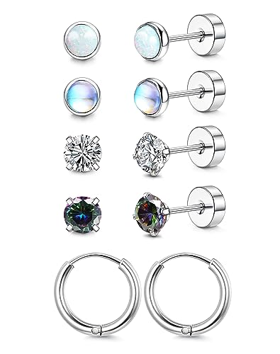 FIOROYAL G23 Titan Ohrringe für Damen Herren Mädchen Hypoallergen Zirkonia Opal Mondstein Türkis Flache Rückseite Titan Ohrstecker Creolen Tragus Helix Piercing Ohrringe Set B FIOROYAL G23 Titan Ohrringe für Damen Herren Mädchen Hypoallergen Zirkonia Opal Mondstein Türkis Flache Rückseite Titan Ohrstecker Creolen Tragus Helix Piercing Ohrringe Set B