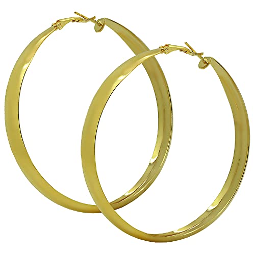 Tumundo® 2 Creolen Hoops Ohrring Ohrstecker Ohr Damen Golden Silbern Glänzend, Variante:gold - 65mm Tumundo® 2 Creolen Hoops Ohrring Ohrstecker Ohr Damen Golden Silbern Glänzend, Variante:gold - 65mm